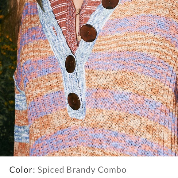 NEW FREE PEOPLE Spiced Brandy Wide Rib Knit Oversized Romper Small NWOT - Picture 7 of 10